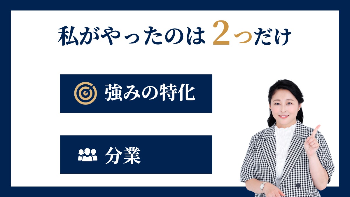 私がやったのは2つだけ。強みの特化、分業